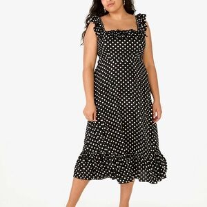 Kate Spade Black and White Polka Dot Midi Dress